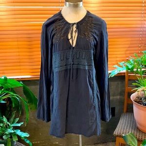 Biya LG black satin tunic embroidered